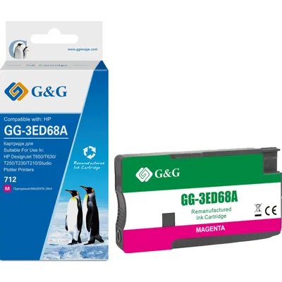 Картридж струйный G&G GG-3ED68A 712 пурпурный (29мл) для HP DesignJet T650/T630/T250/T230/T210/Studi