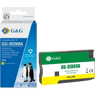 Картридж струйный G&G GG-3ED69A 712 желтый (29мл) для HP DesignJet T650/T630/T250/T230/T210/Studio P