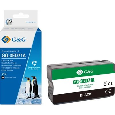 Картридж струйный G&G GG-3ED71A 712 черный (80мл) для HP DesignJet T650/T630/T250/T230/T210/Studio P