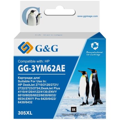 Струйный картридж G&G GG-3YM62AE 305XL черный, 10.6 мл, для HP DeskJet 2320/2710/2720/2300