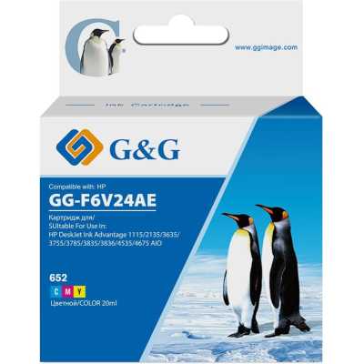 Картридж струйный G&G, аналог HP F6V24AE многоцветный 20ml