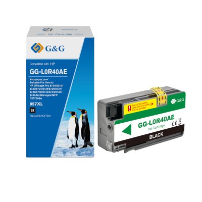 Картридж струйный G&G GG-L0R40AE 957XL черный (73мл) для HP OJ Pro 8734/8210/8720/8724/8725/8726/8727/8736/8740/8743/8744/8746/8747
