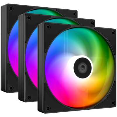 Вентилятор для корпуса ID-COOLING AS-120-ARGB-K TRIO (3 pcs, 120мм, 2000rpm, 58.0 CFM, 27.2 дБ, PWM 4-pin, ARGB, черный) (AS-120-ARGB-K TRIO)
