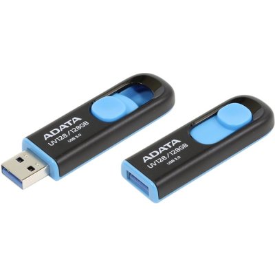 Флешка USB ADATA UV128 (AUV128-128G-RBE), 128Gb, USB 3.0, R/W 100/30, черный/синий