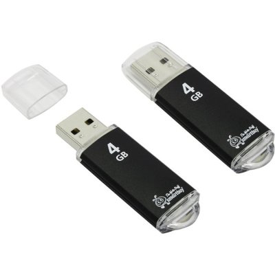 Флешка USB Smartbuy V-Cut black (SB4GbVC-K), 4Gb, USB 2.0, R/W 25/15, черный