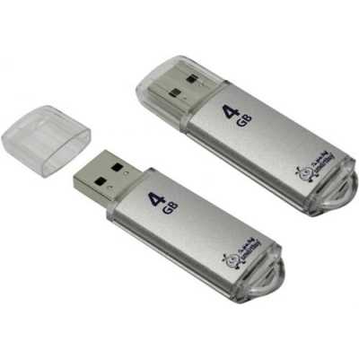 Флешка USB Smartbuy V-Cut series (SB4GbVC-S), 4Gb, USB 2.0, R/W 25/15, серебристый