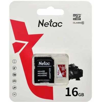Флеш карта Netac P500 ECO 16Gb MicroSDHC C10 up to 80Mb/s, retail pack with SD Adapter