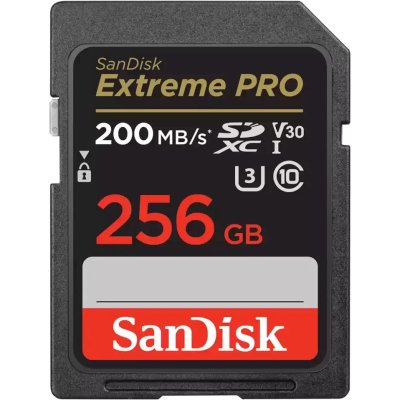 Флеш карта SD 256Gb SanDisk SDXC Class 10 V30 UHS-I U3 Extreme Pro 200MB/s