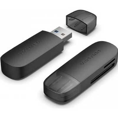 Кард-ридер Vention CLGB0/черный/SD,SDHC,SDXC,TF,micro-SD,micro-SDXC,miсro-SDHC/USB 3.0/пластик