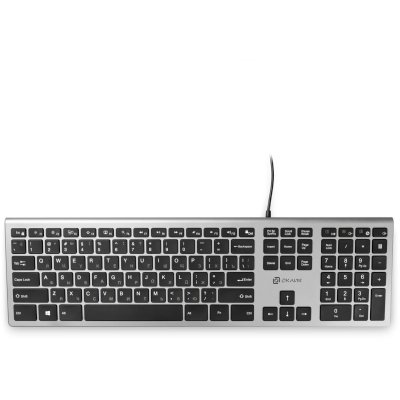 Клавиатура Оклик 890S серый/черный USB slim Multimedia (1784239)