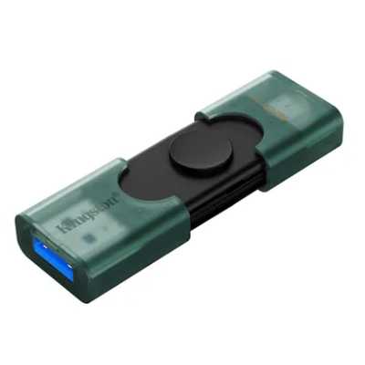 Флешка USB Kingston DataTraveler Duo (DTDEG2/256Gb), 256Gb, USB3.2/Type-C, R/W 150/60, зеленая