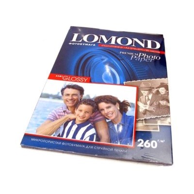 Фотобумага LOMOND Односторонняя Высококачественная Полуглянцевая, 260г/м2, A4(21X29,7см) 20л