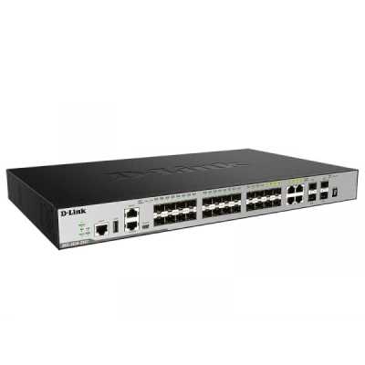 Коммутатор/ DGS-3630-28SC/A1ASI,DGS-3630-28SC/*SI Managed L3 Stackable Switch 20x1000Base-X SFP, 4x10GBase-X SFP+, 4xCombo 1000Base-T/SFP, Surge 6KV, CLI, 1000Base-T Management, RJ45 Console, mini-USB Console, USB, RPS, Alarm RJ-45, Dying Gasp, Standard I