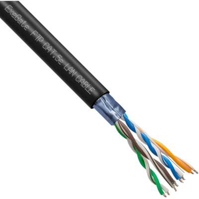Кабель ExeGate FUTP4-C5e-CCA-S24-OUT-PE-BK-305 FTP 4 пары кат.5e CCA, 0.5мм (24AWG), экран, внешн., без троса, 305м, черн., PE