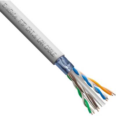 Кабель ExeGate FUTP4-C6-CCA-S23-IN-PVC-GY-305 FTP 4 пары кат.6 CCA, 0.57мм (23AWG), экран, 305м, серый, PVC