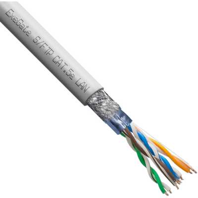 Кабель ExeGate SFTP4-C5e-CCA-S24-IN-PVC-GY-305 SFTP 4 пары кат.5e CCA, 0.5мм (24AWG), экран, 305м, серый, PVC