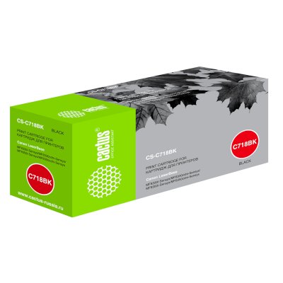 Картридж лазерный Cactus CS-C718BK черный (3400 стр.) для принтеров Canon i-Sensys MF8330/MF8340/MF8350/MF8360/MF8540/MF8580/LBP7200/7210/7660/7680