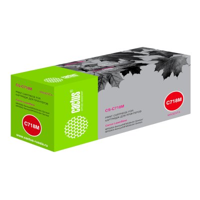 Картридж лазерный Cactus CS-C718M 718 M пурпурный (2900стр.) для Canon i-Sensys MF8330/MF8340/MF8350/MF8360/MF8540/MF8580/LBP7200/7210/7660/7680