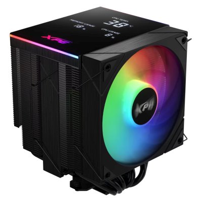 Кулер для процессора ADATA XPG MAESTRO PLUS 62DA черный, 2x120 мм, алюминий/медь, 800-1800 об/мин, 22 дБ, 4 pin PWM, ARGB, 250 Вт, высота 160 мм, ЖК-дисплей