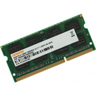 Оперативная память Digma, DDR3, 4GB (1x4 GB), 1600 MHz, CL11, SO-DIMM