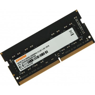 Оперативная память Digma DDR4 16GB 3200MHz DGMAS43200016S RTL PC4-25600 CL22 SO-DIMM 260-pin 1.2В single rank