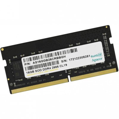 Оперативная память 16Gb Apacer DDR4 2666 SO DIMM ES.16G2V.PRH Non-ECC, CL19, 1.2V, 2048x8, RTL (907036)
