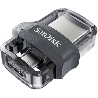 Флешка USB SanDisk Ultra Dual OTG (SDDD3-128G-G46), 128Gb, m3.0/USB 3.0, R/W 100/40, черный