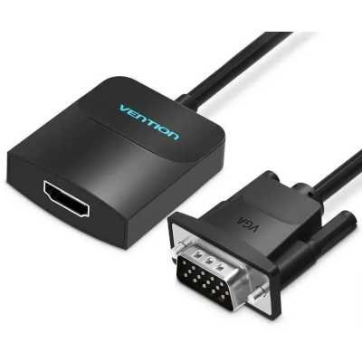 Мультимедиа конвертер Vention VGA + аудио > HDMI, гибкий, черный