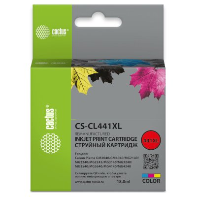 Картридж струйный Cactus CS-CL441XL CL-441XL многоцветный (18мл) для Canon Pixma GM2040/4040/GM2140/