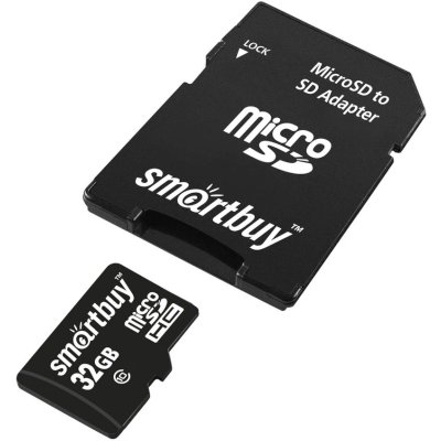 Флеш карта Micro SDHC 32Gb Smartbuy Class 10, адаптер в комплектеLE