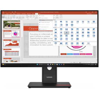 Монитор 27" Lenovo T27-40 IPS 1920x1080, 120 Гц, 4 мс, 16:9, 300 кд/м², VGA, HDMI 1.4, DP 1.2, USB-C (15 Вт PD), USB Hub (3×USB 3.2 Gen1), 3.5 Jack, HDR10, черный