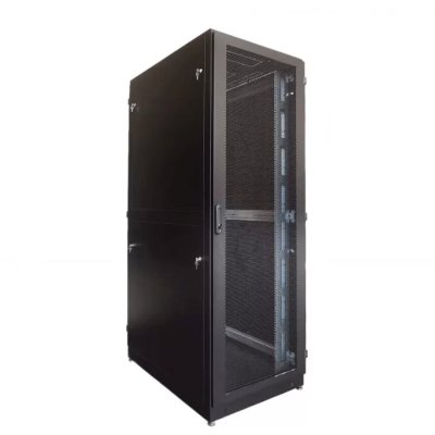 Шкаф серверный ЦМО (ШТК-М-42.8.10-48АА-9005) напольный 42U 800x1050мм пер.дв.перфор. 2 бок.пан. задн.дв.двуст. направл.под закл.гайки 1200кг черный 850мм 151кг 180град. 2048мм IP20 сталь