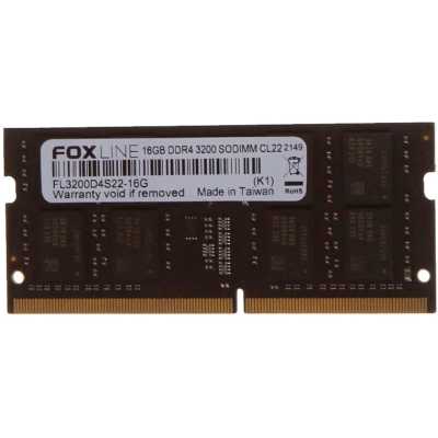 Оперативная память Foxline, DDR4, 16GB (1x16 GB), 3200 MHz, CL22, SO-DIMM