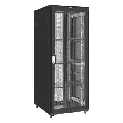 Шкаф телекоммуникационный 19" напольный 42U ExeGate EC-FS-42U.800.1000.V.V.BLACK (19”, 42U, 800x1000x2054mm (ШхГхВ), передняя перфорированная дверь, задняя двойная перфорированная дверь, съемные боковые панели, пыле- и влагозащита IP20, встроенный вентиля