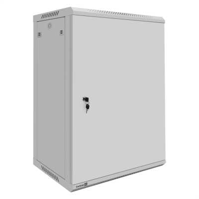 Шкаф телекоммуникационный 19" настенный 18U ExeGate EC-WM-18U.450.M.GREY (19”, 18U, 600x450x901mm (ШхГхВ), передняя дверь металл, съемные боковые панели, пыле- и влагозащита IP23, светло-серый RAL 7035, 2 коробки)
