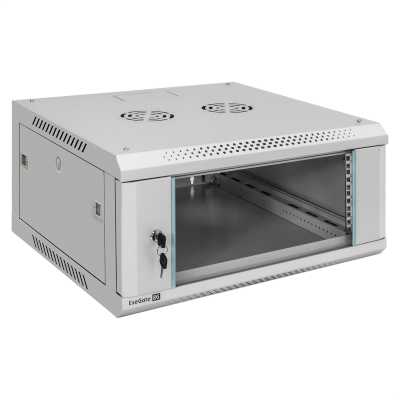 Шкаф телекоммуникационный 19" настенный 4U ExeGate EC-WM-4U.600.G.GREY (19”, 4U, 600x600x280mm (ШхГхВ), передняя дверь закаленное стекло, съемные боковые панели, пыле- и влагозащита IP23, светло-серый RAL 7035)