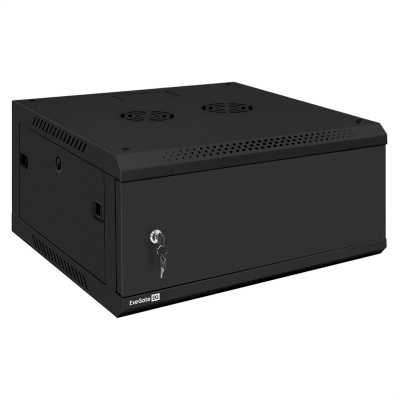 Шкаф телекоммуникационный 19" настенный 4U ExeGate EC-WM-4U.600.M.BLACK (19”, 4U, 600x600x280mm (ШхГхВ), передняя дверь металл, съемные боковые панели, пыле- и влагозащита IP23, черный RAL 9004)