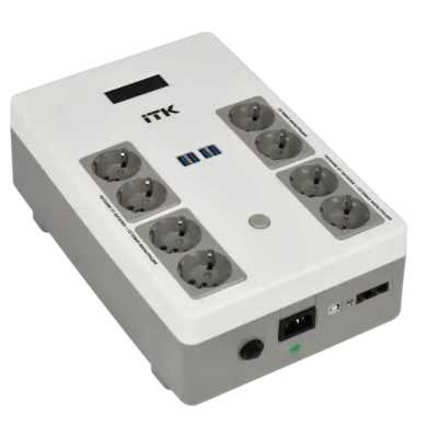 Источник бесперебойного питания ITK ELECTRA EST8-600VA-1-001 / 600 ВА / 360 Вт / 8 x CEE 7 (евророзетка)