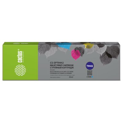 Картридж струйный Cactus CS-EPT9442 (T9442) голубой пигментный (45 мл) для Epson WorkForce WF-C5290DW/WF-C5790DW