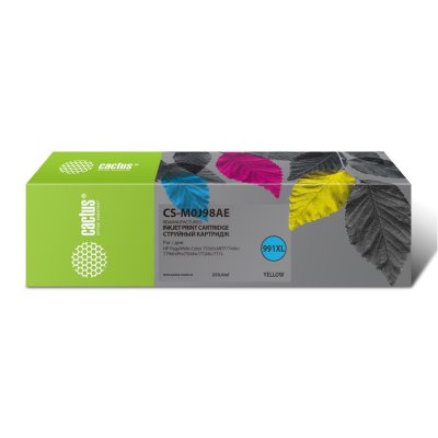 Картридж струйный Cactus CS-M0J98AE 991XL желтый (250мл) для HP PW 755dn/MFP774dn/779dn/Pro750dw/772
