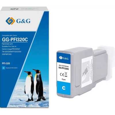 Картридж струйный G&G GG-PFI320C PFI-320C голуб.пигм. (300мл) для Canon imagePrograf TM-200/200MFP/2