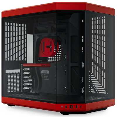 Корпус без блока питания Case HYTE Y70, Midi-Tower, TG, no fans, 2xUSB-A 3.2, 1xUSB Type-C, E-ATX, ATX, mATX, mITX Black Cherry