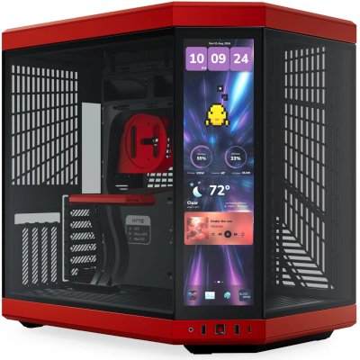 Корпус без блока питания Case HYTE Y70 Touch Infinite, Midi-Tower, TG, LCD, no fans, 2xUSB-A 3.2, 1xUSB Type-C, E-ATX, ATX, mATX, mITX Black Cherry