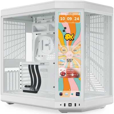 Корпус без блока питания Case HYTE Y70 Touch Infinite, Midi-Tower, TG, LCD, no fans, 2xUSB-A 3.2, 1xUSB Type-C, E-ATX, ATX, mATX, mITX White Snow