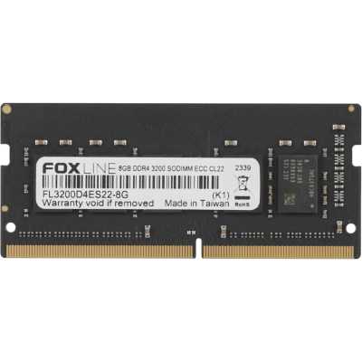 Оперативная память Foxline, DDR4, 8GB (1x8GB), 3200 MHz, CL22, без радиатора, ECC, SO-DIMM