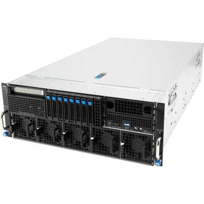 Серверная платформа ASUS ESC8000-E12P, 4U, 2 x LGA4710 350W, 32x DDR5 6400, 8 x 2.5" hsb NVMe, 2x M.2 (Gen 5 x4 22110), 8x PCIe x16 for dual-slot GPU, 5x PCIe x16 for NIC/ BlueField-3, 1x PCIex 16, 2x 10GbE LAN (RJ45, X710-AT2), 3+1 3200W