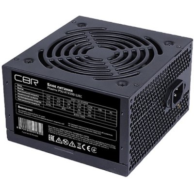 Блок питания ATX CBR PSU-ATX500-12EC 500W, 120mm fan, черный