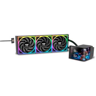 Система водяного охлаждения Thermaltake MAGCurve 360 Ultra ARGB Soc-AM5/AM4/1200/1700/1851 черный 4-pin 32.8-35.1dB Al LCD Ret (CL-W453- PL12SW-A)