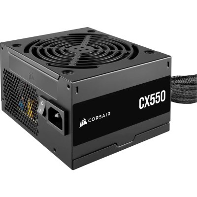 Блоки питания/ Power Supply Corsair CX550, Model RPS0127, 550W 80+ Bronze (ATX, 2.31, Non-modular, 1x24(20+4)pin, 1xCPU 8(4+4)pin, 2xPCIe*2 8(6+2)pin, 3xSATA3, 2xMOLEX4pin, Active, 120x120mm, 150x120x86mm, APFC, Power cable-EU, black)