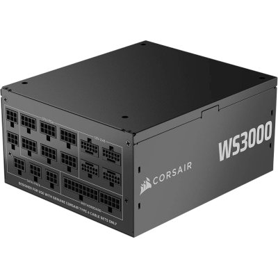 Блоки питания/ Power Supply Corsair WS3000, Model RPS0237, 3000W 80+ Platinum (ATX, 3.1, PCIe 5.1, Full modular, 1x24(20+4)pin, 4x12V-2x6, 2x4+4-pin CPU +12V (EPS), 6x4-pin Molex, 8x6+2-pin PCIe, 9xSATA3, Active, 140x140mm, 175x150x86mm, APFC, Power cable